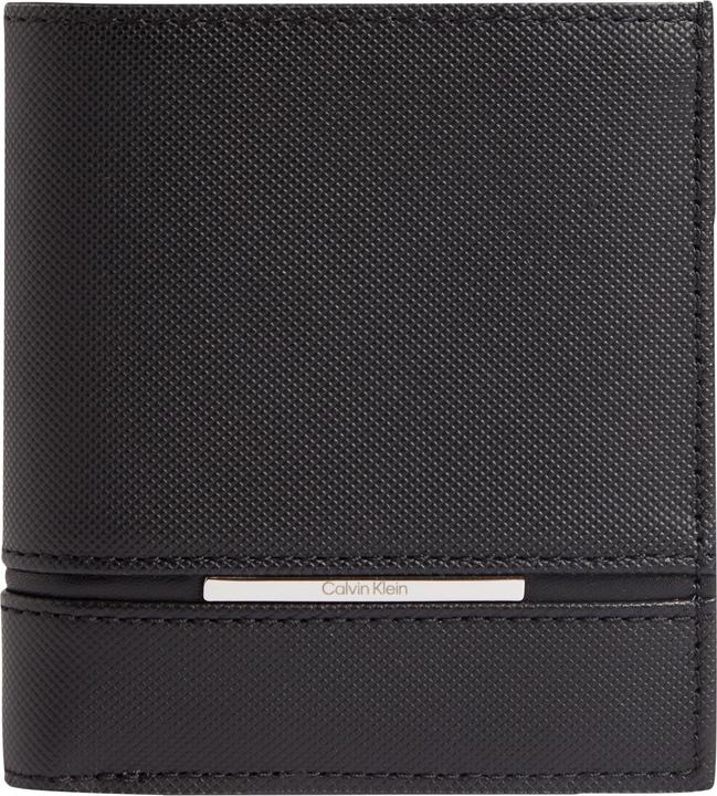 Actual product image Calvin Klein Mens Slim Plaque Trifold 6Cc W/Coin Travel Accessory Triple Fold Wallet, Ck Sc