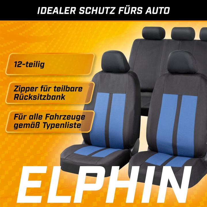 Produktbild CarComfort Autositzbezug Elphin, PKW-Schonbezüge Komplettset schwarz/blau