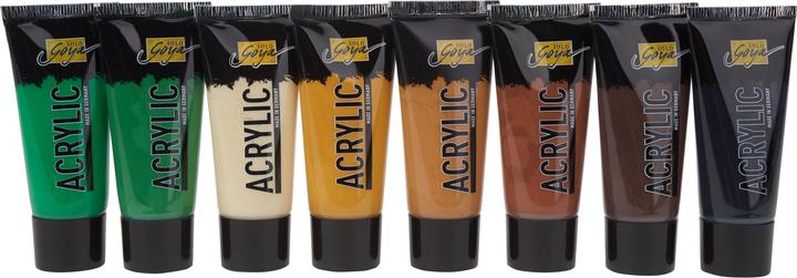 Immagine prodotto Solo Goya Set in acrilico (Beige, Blu cobalto, Verde chiaro, Ossido marrone scuro, Avorio, Verde foglia, Blu coelin, Giallo-verde, Blu oltremare, Turchese, Viola, Vera arancia, Verde permanente, Blu primario, Marrone scuro, Ocra, Rosa, Terracotta, Azzurro, Rosso vino, Cremisi, Luce gialla reale, carminio, 640 ml)