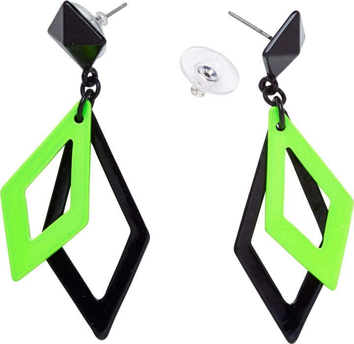 Widmann Schwarz und Neon Grüne Rhombus Ohrringe