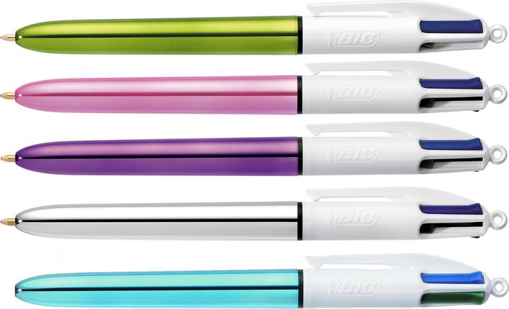 Produktbild Bic 4-Farb-Druckkugelschreiber ® 4 Colours® Shine, 0,4 mm, sort.Tubo-Display 20St (Multicolor, 20 x)
