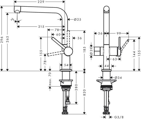 Productafbeelding hansgrohe HG ééngreeps wastafelmengkraan 270 TALIS M Toestelstopkraan 1jet RVS look