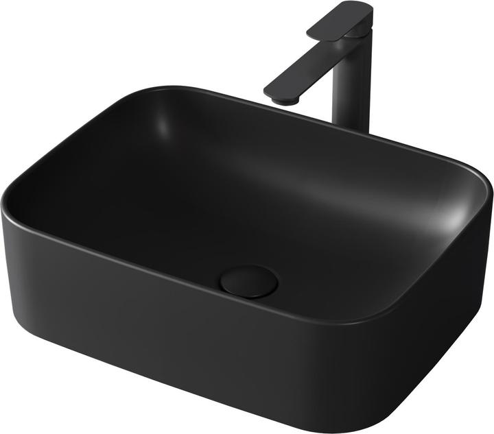 Actual product image Emke Countertop washbasin, 505 x 380 x 150 mm, ceramic, rectangular, rounded corners R, matt dark grey (150 mm, 505 mm)