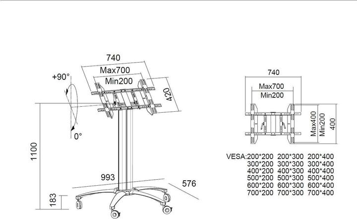 Produktbild Multibrackets Displayständer und Tisch (Universal, 55", 80 kg)