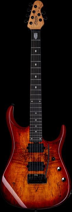 Actual product image E-Gitarre, JP150, DiMarzio, Blood Orange Burst, Tasche (Electric guitar, Stainless steel, Ebony, Spalted Maple Top)