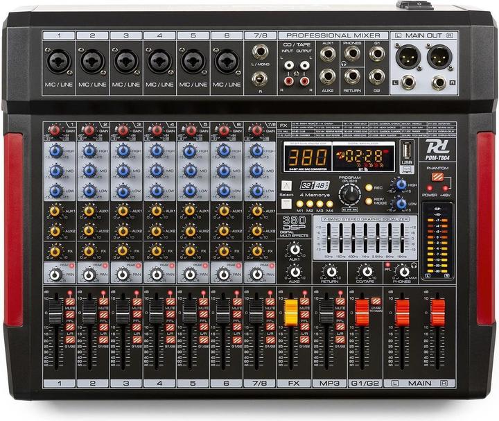 Produktbild Power Dynamics PDM-T804 - 8-kanaals mengpaneel Bluetooth, DSP, mp3 en USB audio interface (Studio- und Livemixer)