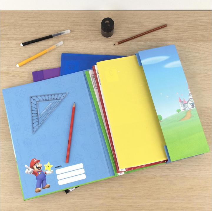 Image du produit Undercover Chemise à élastique A4 Super Mario, dos 4 cm vert/bleu clair/rouge (A4, 1 x)