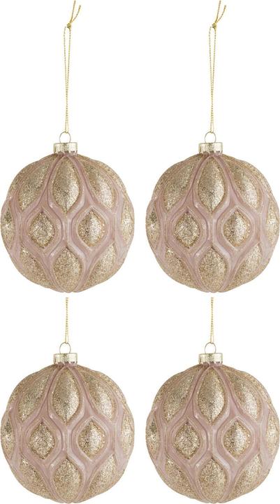 Immagine prodotto J-Line Set di 4 baubles natalizi in vetro rosa/oro Ø 10 cm (4 -parte)