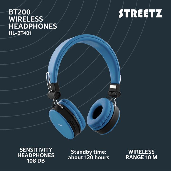 Actual product image Streetz BT200 (No noise cancelling, 120 h, Wireless, Cable)