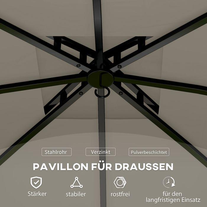 Immagine prodotto Swisshandel24 Pavillon ca. 3,4x3,4 m wasserabweisend, verzinkter Metallrahmen, Hellgrau (340 cm, 340 cm)