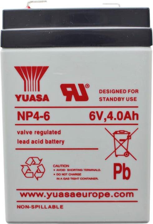 Actual product image Yuasa Akku NP4-6, Faston 4,8mm (6 V, 4 Ah)