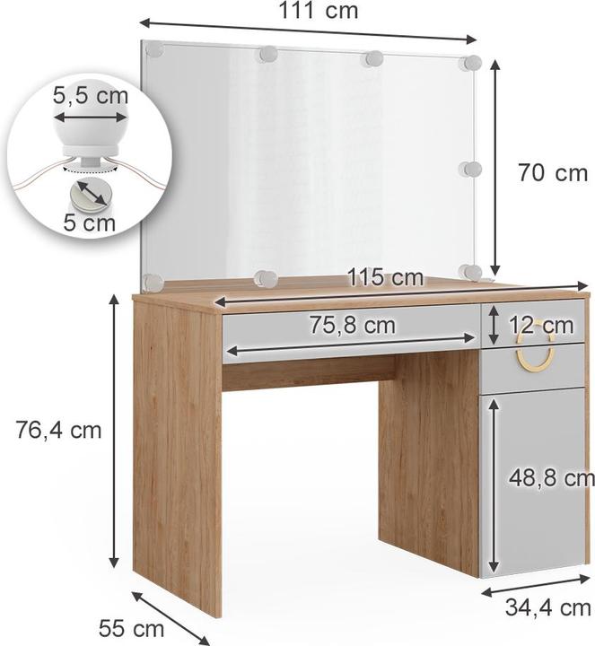 Image du produit Vicco Adela avec éclairage (115 x 55 x 76.5 cm)