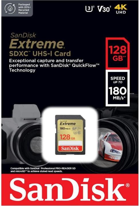 Productafbeelding SanDisk Extreme SDXC (128 GB, SDXC, U3, UHS-I)