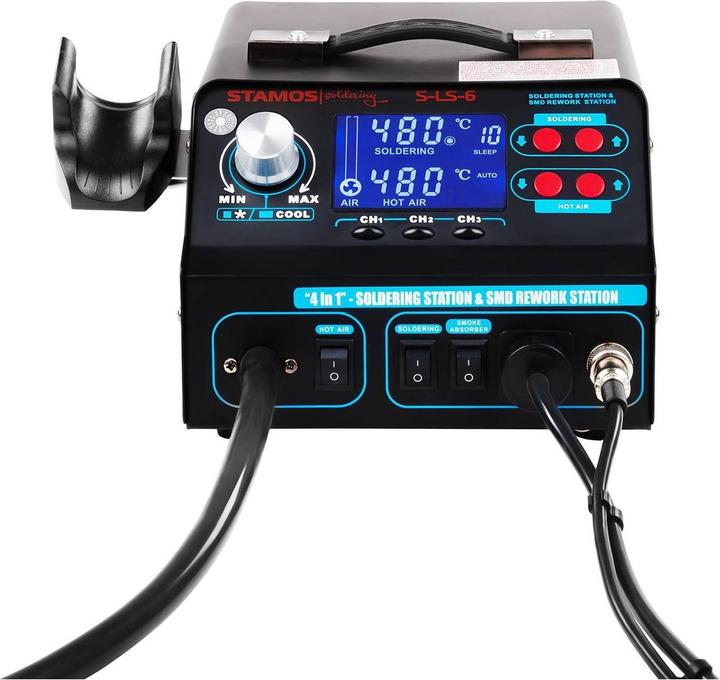 Actual product image Stamos Set Soldering Station with Tin Roller Clamp and Soldering Smoke Vent + Accessoires