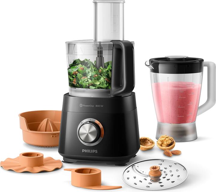 Produktbild Philips HR7510/00 Viva Collection Küchenmaschine, schwarz (1000 ml, 800 W)