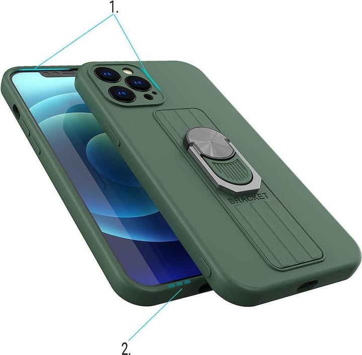 Produktbild Hurtel Ring Case Silikonhülle mit Fingergriff und Ständer für iPhone 12 Pro braun (Apple iPhone 12 Pro)