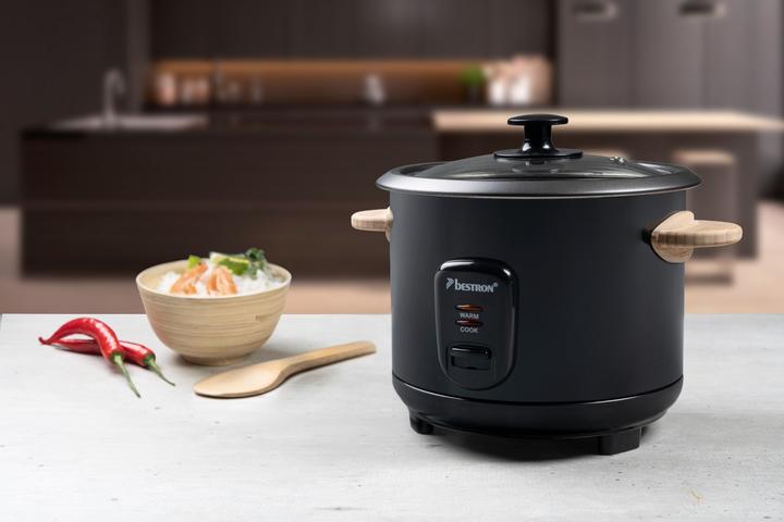Actual product image Bestron Rice cooker with bamboo handles