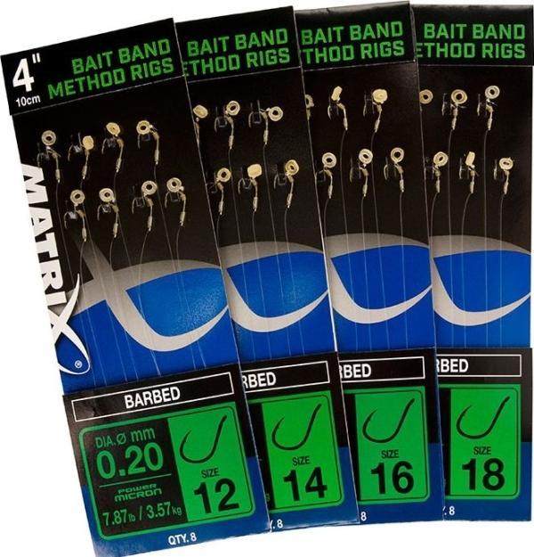 Fox Matrix 4 "Feeder rigger method rigs size 12 barbed x 8 bands (GRR005)