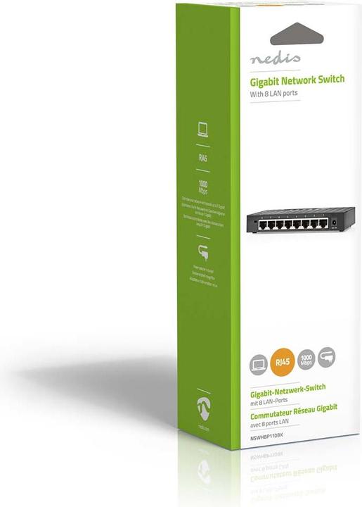 Image du produit Nedis Commutateur réseau | Vitesse filaire : Gigabit | Nombre de ports Ethernet : 8 (8 Ports)