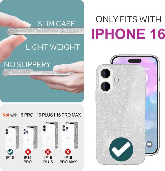 Immagine prodotto Nalia Copertina ibrida glitterata (Apple iPhone 16)