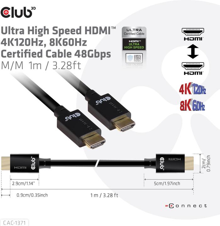 Immagine prodotto Club 3D HDMI (Typ A) — HDMI (Typ A) (1 m, HDMI)