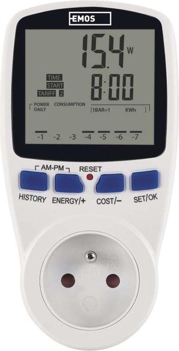 Immagine prodotto Emos P5805 wattmetro Bianco Display incorporato 2 -
