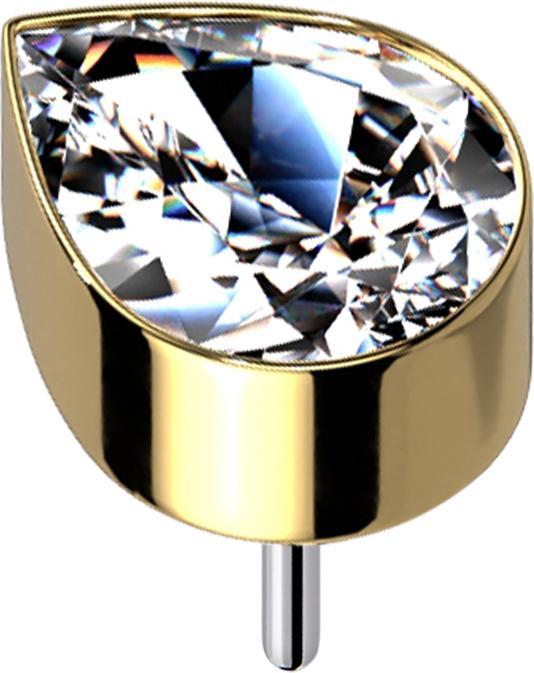 Produktbild Star Piercing Threadless vergoldet mit Tropfen Kristall silber (ohne Messing, Titan G23)