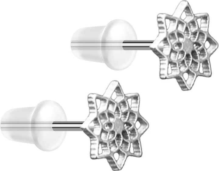 Produktbild Star Piercing Ohrstecker silber Lotusblume von oben (ohne Messing, Chirurgenstahl 316L)