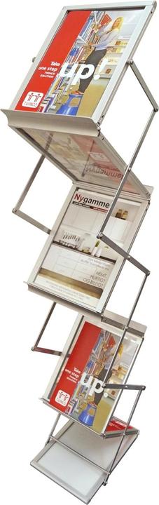 Produktbild Twinco Prospektständer H1450xB270xT360mm Aluminium silber zusammenklappbar 6 Fächer A4 (A4)