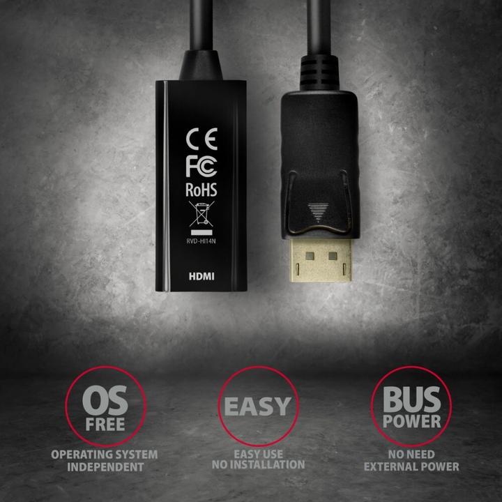 Produktbild Axagon RVD-HI14N DisplayPort > HDMI 1.4 adapter 4K/30Hz (HDMI, 15 cm)