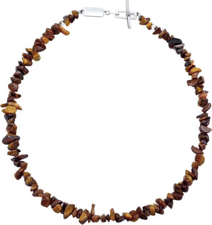 Image du produit Kuzzoi Choker, collier de pierres précieuses (Argent sterling 925, Acier inoxydable, œil de tigre, 42 cm)