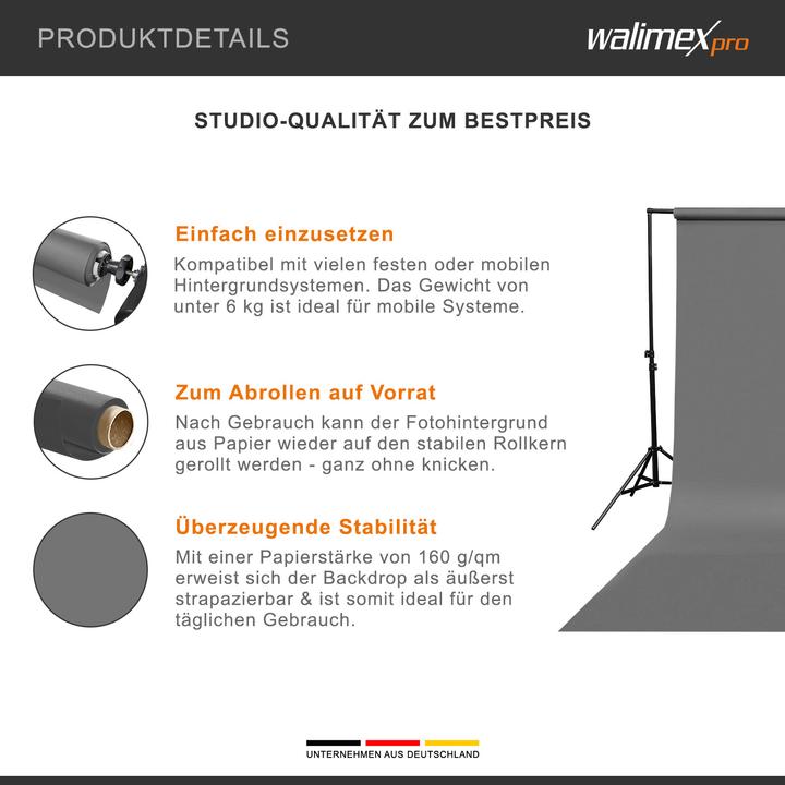 Produktbild Walimex pro Hintergrundkarton 2,60x10m Fotohintergrund Backdrop Fotostudio (260 cm)