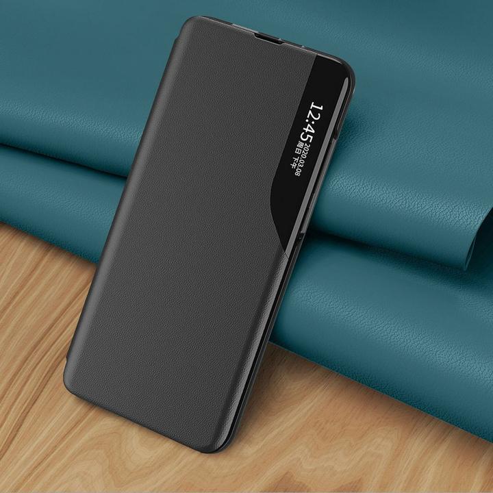 Productafbeelding Hurtel Eco Leather View hoesje voor Samsung Galaxy S23+ met inklapbare standaard zwart (Samsung Galaxy S23+)