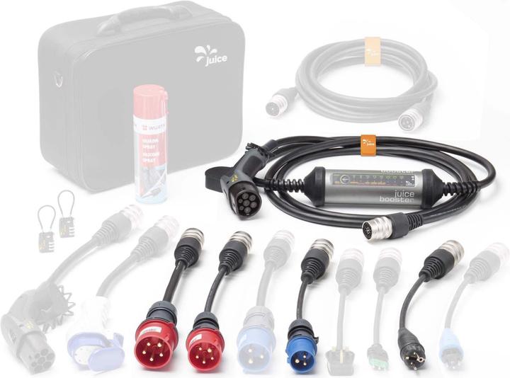 Produktbild Juice Technology Juice Booster 2 EU Traveller Set (Typ 2, 22 kW, 32 A, CEE32 rot, CEE16 rot, CEE16 blau, CEE 7/7)