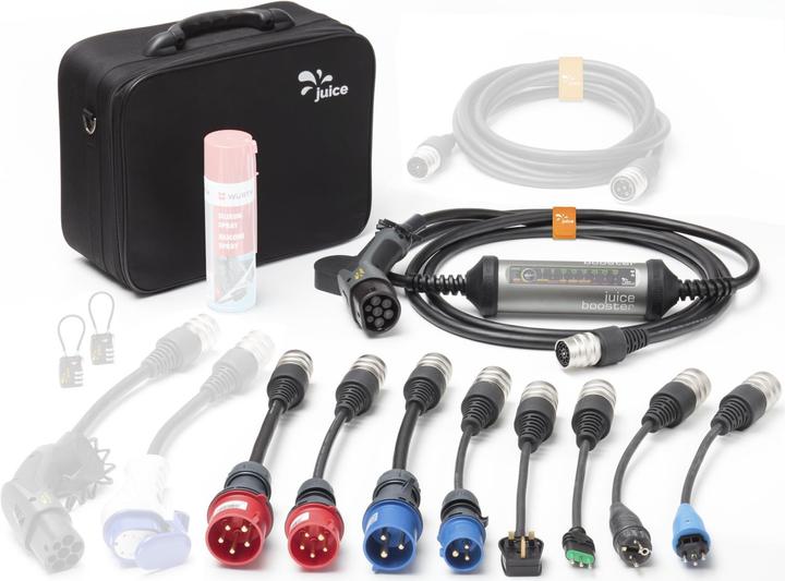 Immagine prodotto Juice Technology Set da viaggio Juice Booster 2 UE (Tipo 2, 22 kW, 32 A, CEE16 rosso, CEE32 rosso, CEE16 blu, BS 1363, CEI 23, CEE 7/7, Tipo 13, CEE32 blu)