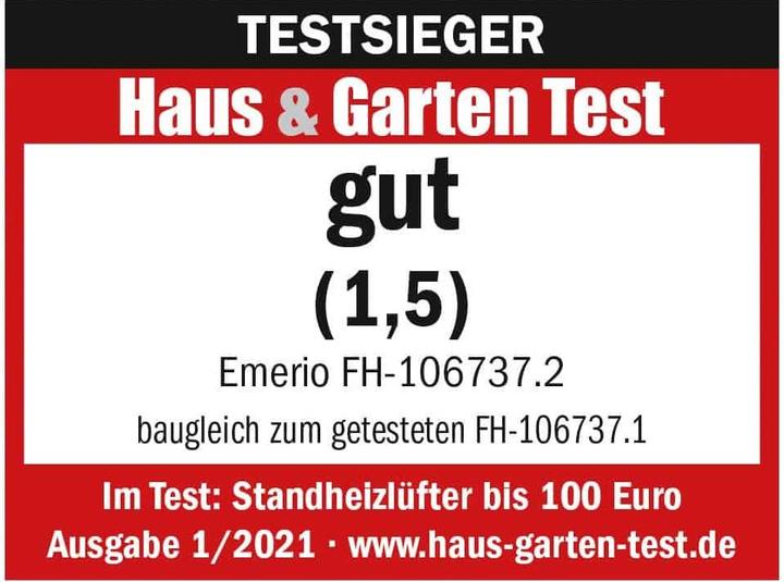 Voedingswaarden en ingrediënten Emerio Ventilatorkachel 2 warmtestanden, thermostaat, 20m² (2000 W)