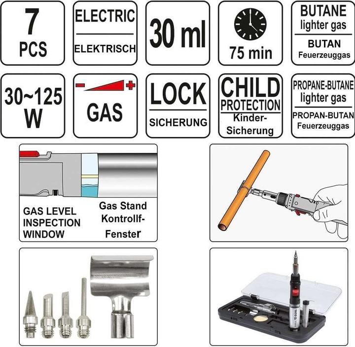 Produktbild Yato Profi 3in1 Gaslötkolben SET im Case YT-36706