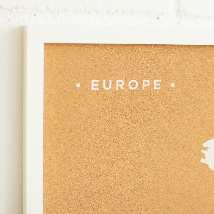 Immagine prodotto Miss wood Mappa di Woody - Europa - L - Bianco - Cornice Bianca (Bacheca, 60 x 45 cm)