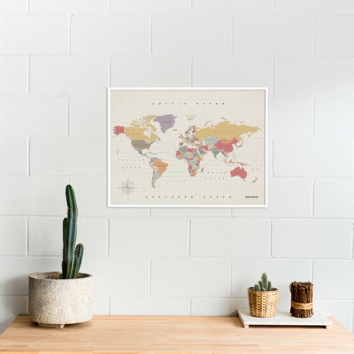 Image du produit Miss wood Carte du monde (Tableau d'affichage, Planisphère, 60 x 45 cm)