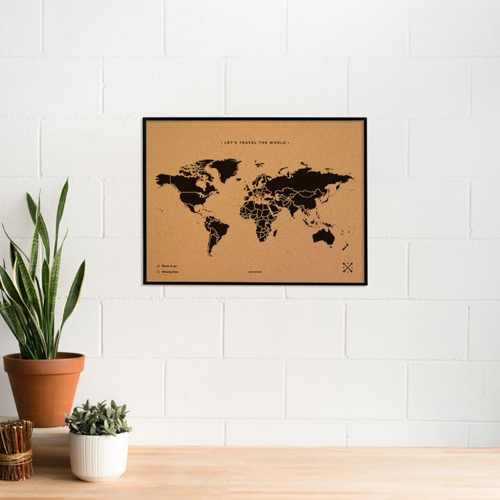 Produktbild Miss wood Woody Map Weltkarte L - in schwarz - schwarzer Rahmen (Pinnwand, Weltkarte, 60 x 45 cm)