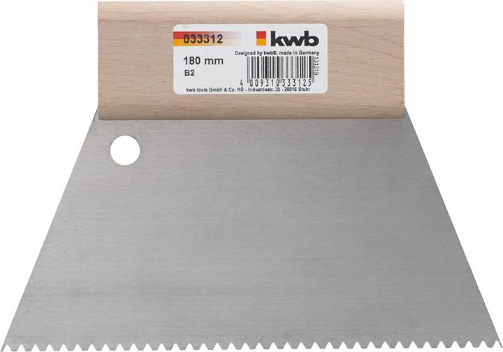Actual product image kwb 033312 Toothed spatula (18 cm)
