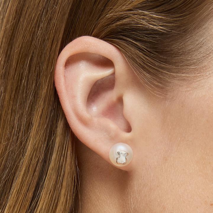 Actual product image Tous Earrings made of real pearls with bear 411143500 (Sterling Silver)
