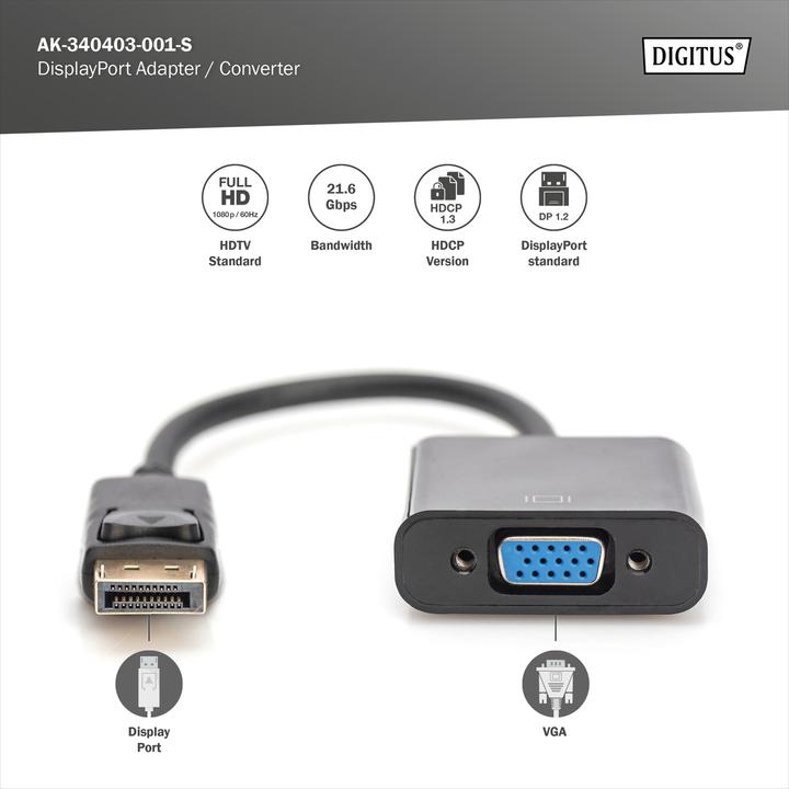 Actual product image Digitus DisplayPort closed (VGA, 15 cm)