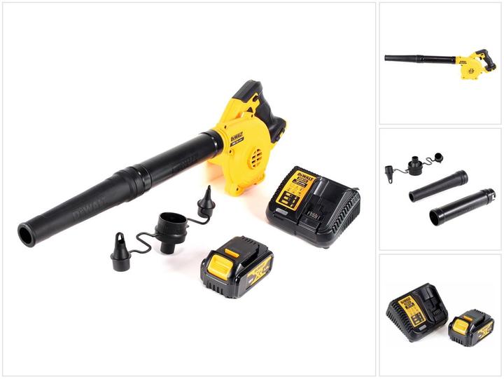 DeWalt DCV 100 M1 18 V Akku Gebläse / Laubbläser + 1 x DCB 182 4,0 Ah Akku + DCB 115 Ladegerät (Akkubetrieb, Laubsauger)