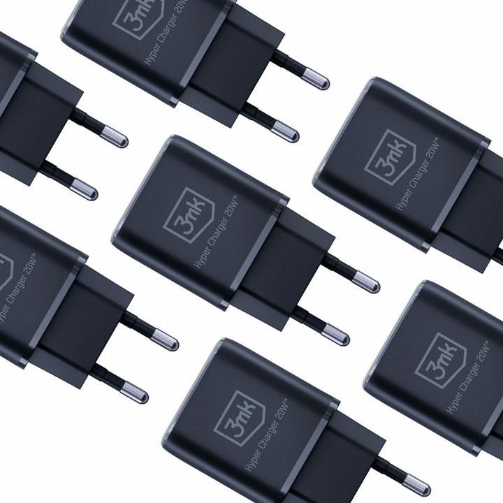 Produktbild 3MK HyperCharger 20W 1xUSB-C + 1xUSB-A ładowarka sieciowa PD/QC czarna/black (20 W)