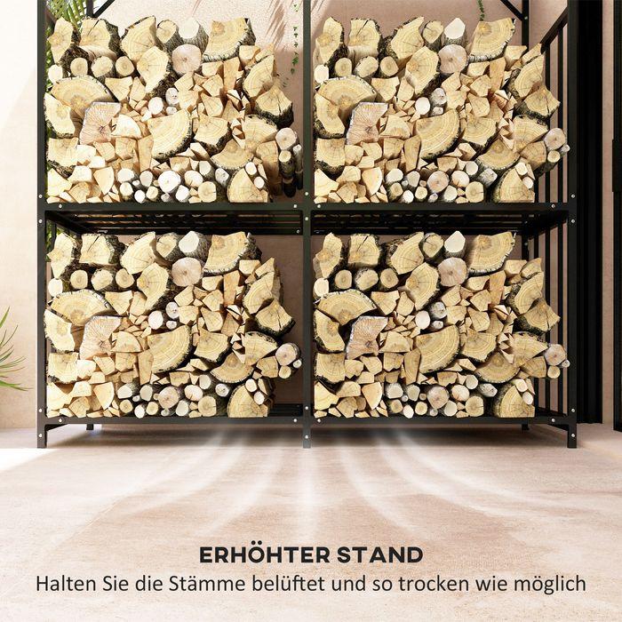 Produktbild Swisshandel24 Kaminholzregal aussen, Kaminholzunterstand 1,17 m³ Brennholzregal mit Metalldach