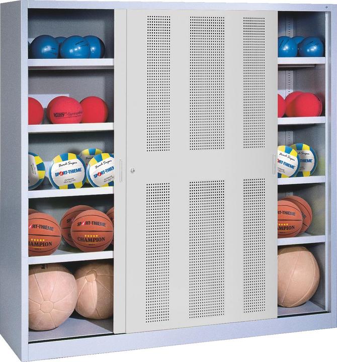 Produktbild C+P Ballschrank (HxBxT: 195x120x50 cm, mit Lochblech-Schiebetüren, Typ 4)