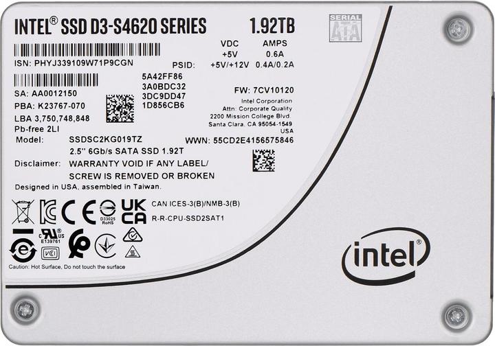 Image du produit Intel Lecteur à semi-conducteurs D3-S4620 Series (1920 Go, 2.5")