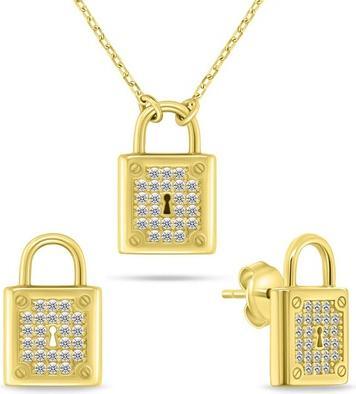 Produktbild Brilio Silver Gold-Plated Set Of Charming Jewelry With Zircons Set281y Earrings, Necklace (Silber)