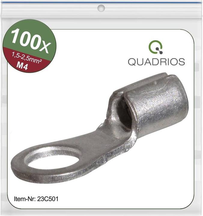 Quadrios 23C501 Ringkabelschuh Querschnitt (max.)=2.5 mm² Loch-Ø=4.3 mm Unisoli